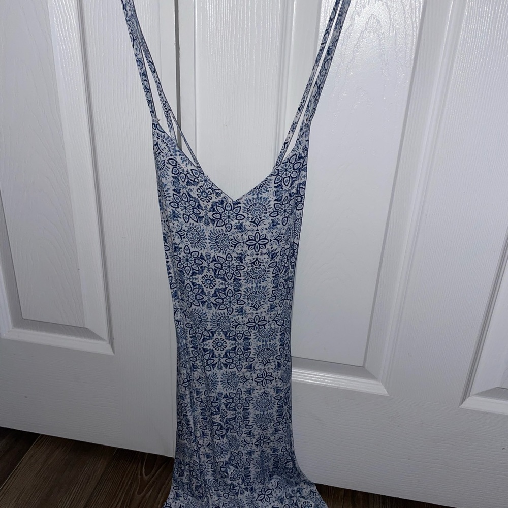 White and blue mini dress